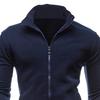 Men Coat Solid Color Slim Streetwear Zipper Ribbed Bottom Sweatshirt for Daily Wear
