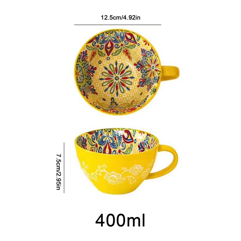 Boho Coffee Mug 17.63 Oz Oversized Soup Mugs Bowl Microwavable Dishwasher Safe Cute Tea Mug Oversized Soup Bowl With Big Handle