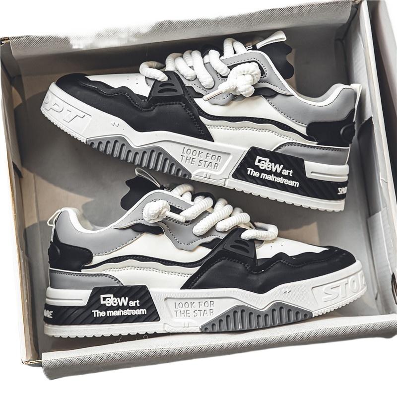 2025 new anti slip casual lace up fashionable men's shoes versatile thick sole trendy youth sports skateboarding shoes