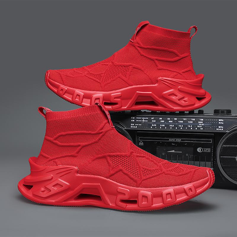 

YRZL Мужская обувь Удобные кроссовки для бега для мужчин Нескользящая обувь для ходьбы Увеличение роста Легкие кроссовки с высоким верхом для мужчин 39 красный