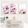 Nordic Minimalist Posters and Prints Pink Peony Flower Kids Room Decor Canvas Painting Wall Art Picture for Living Room No Frame