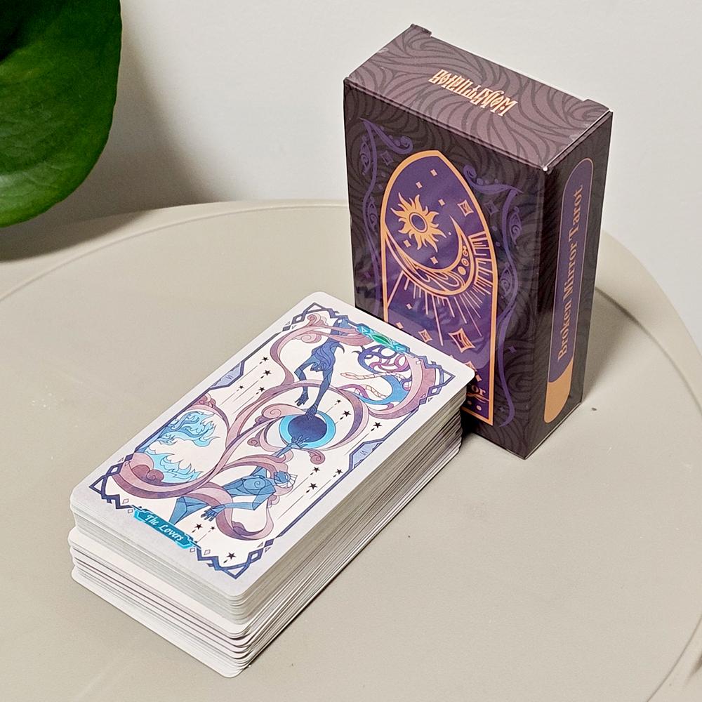 Broken Mirror Tarot Deck: 78 Cards Waite-Smith System, Unique Geometric Art for Beginners & Pros 10.3x6cm Travel Size