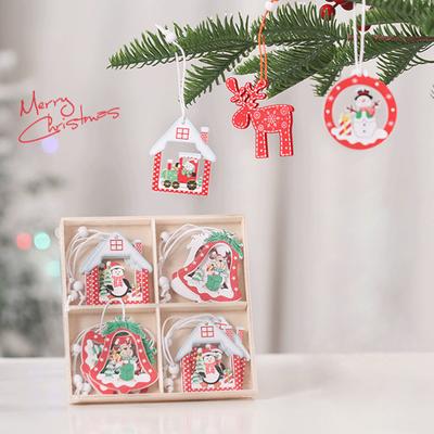 12 pezzi Ornamenti Natalizi in Legno da Appendere Decorazioni Fette di Legno con Cordini per Bambini Fai da Te