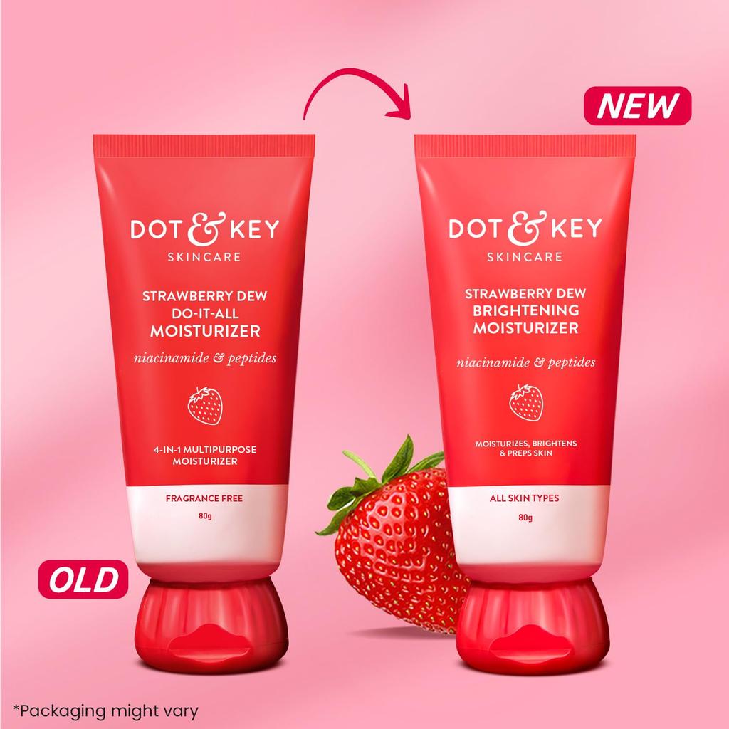 Dot & Key Strawberry Brightening Moisturizer 80g | Lightweight Hydrating Face Cream for Radiant Skin