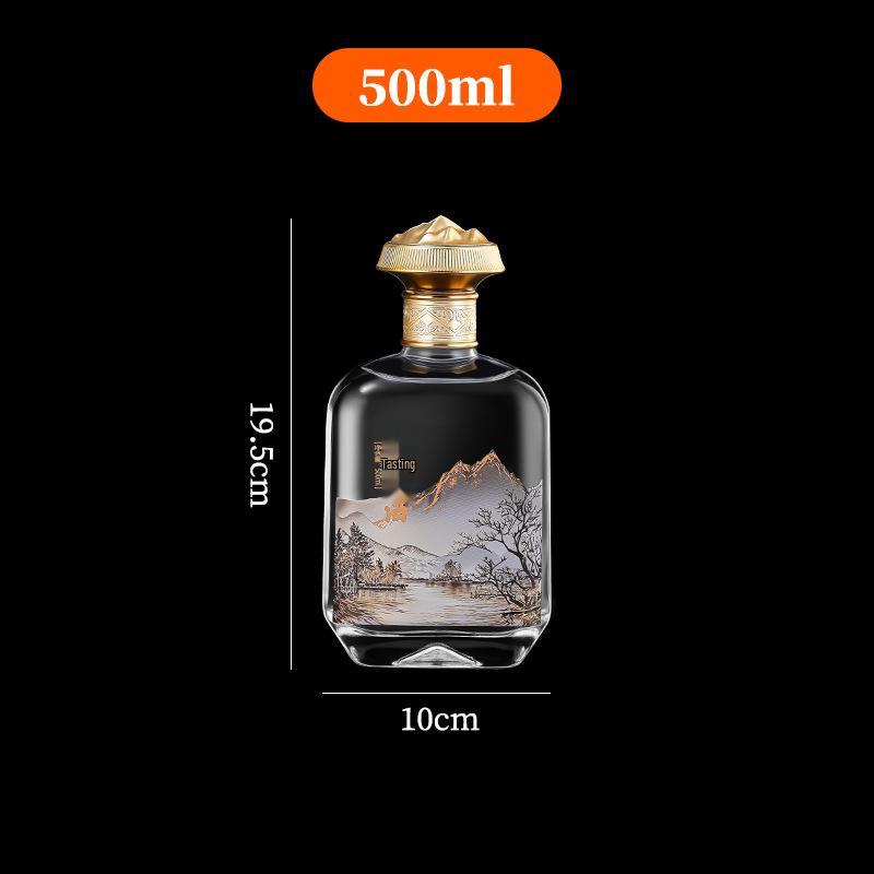 Transparent 500ml Glass Wine Bottle with Thickened Sealing, Customizable Text, Empty for Tasting and Packaging