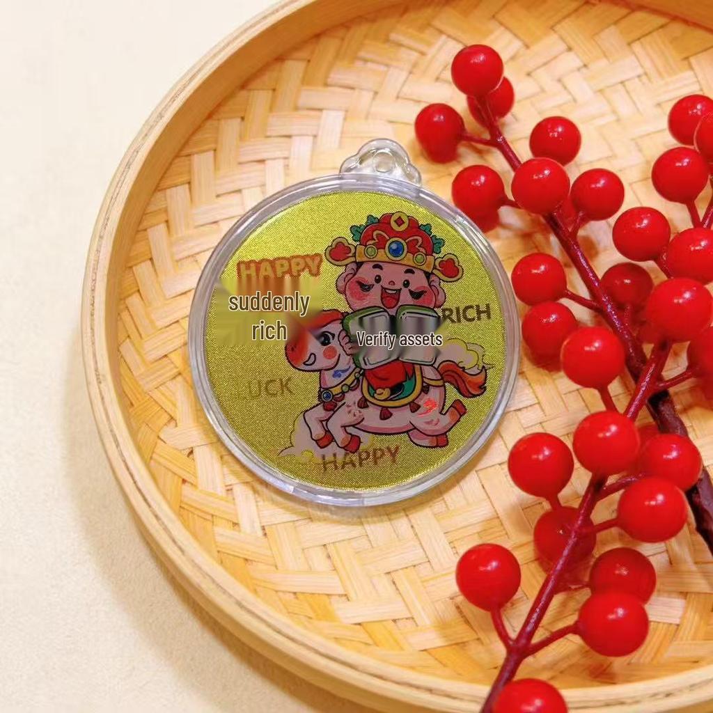 2026 Year of the Horse: Colorful Mobile Sticker - God of Wealth for Good Luck, Prosperity, and Fortune - Gold Pendant Gift