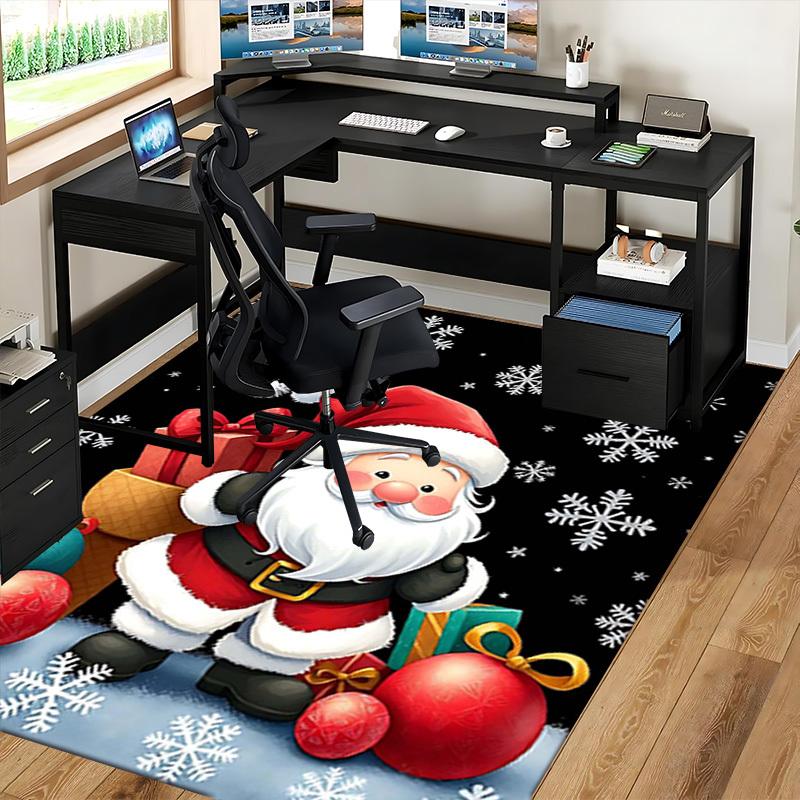 Christmas Santa Claus Chair Mat - Non-Slip Carpet for Office, Home Decor, Living Room, Bedroom, Game Room & Dormitory - Anime Cartoon Design Holiday G