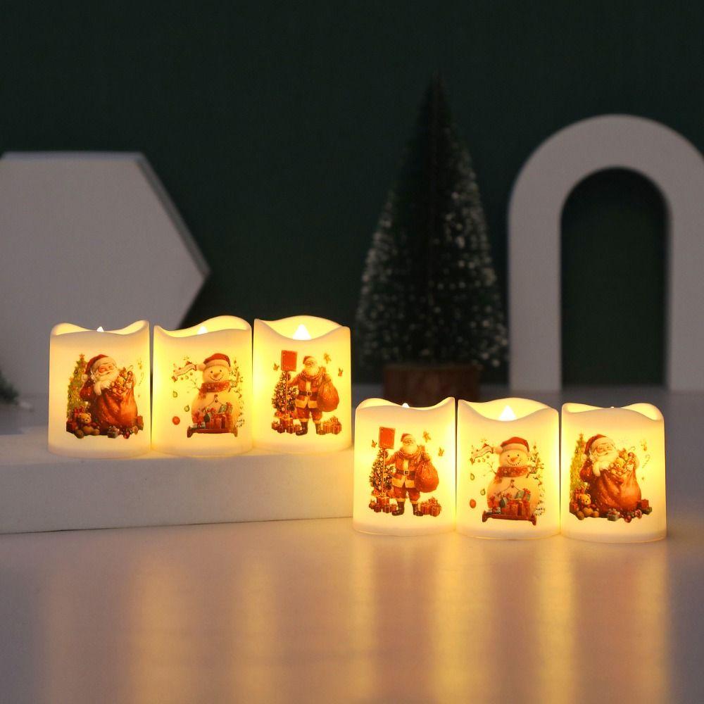 

6pcs Luminous Wind Lantern Santa Claus Snowman Vintage Nightlight Happy New Year Decoration 6Pcs