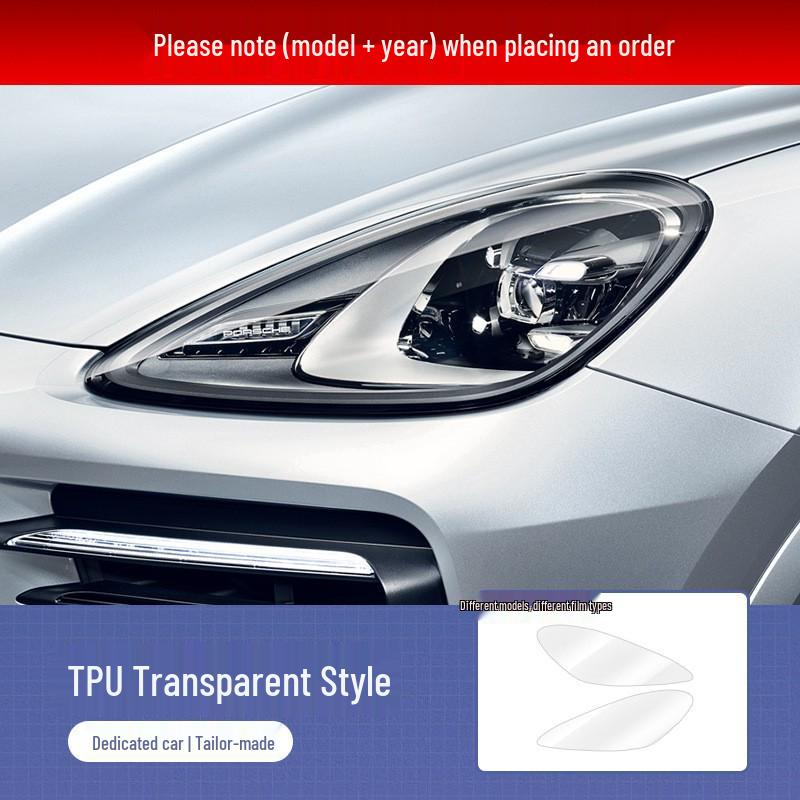 

Дымчатая черная ТПУ пленка для фар для Porsche Cayenne, Macan, Panamera, 718 Headlight Film