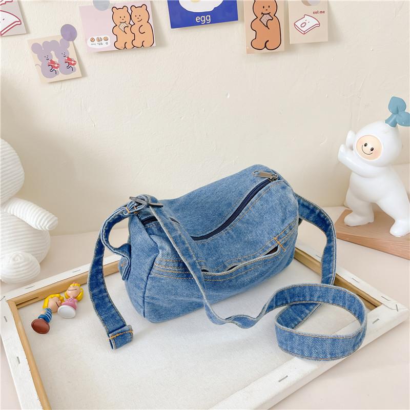 

Stylish Korean Kids Backpack Lightweight Denim Crossbody Bag For Boys And Girls Perfect For Outdoor Use светло-синий