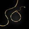 New Personal Luxury Gold Color Stainless Steel Emerald Necklace for Women Charm Green Crystal Bride Party Collar Jewelry No Fade
