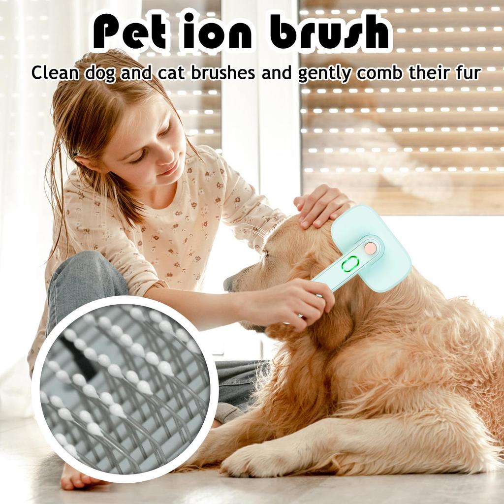 Tier-Ionenbürste, Tierhaarbürste mit Ionengenerator, Reinigt Hund und Bürste, Kämmt sanft das Haar