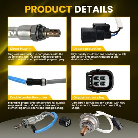 2X Up+Downstream Oxygen Sensor For 16-20 Acura ILX 2.4L L4 /15-20 Acura TLX EOOK