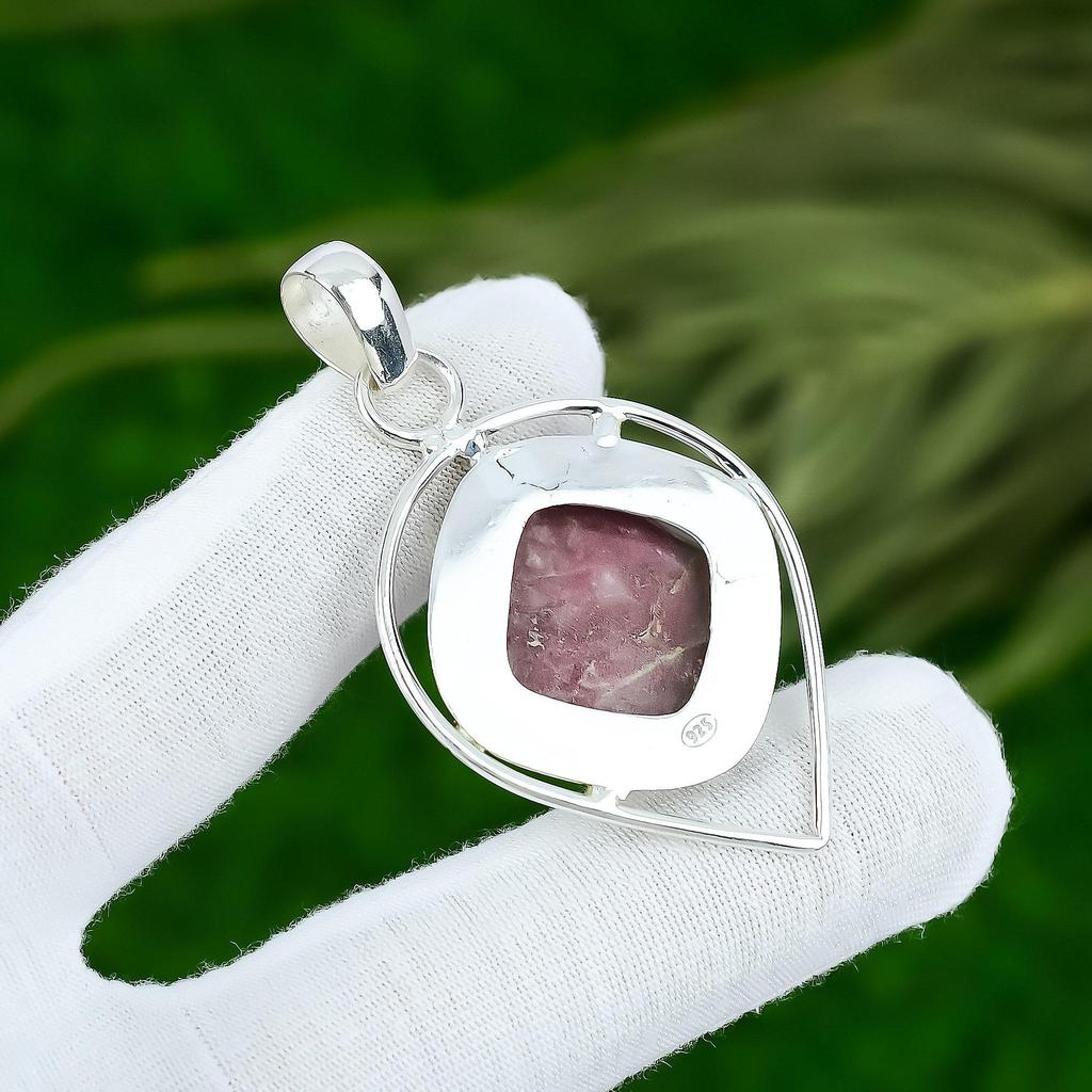 925 Silver Thulite Stone Engagement Bezel Mother Elegant Birthday Trendy Pendant