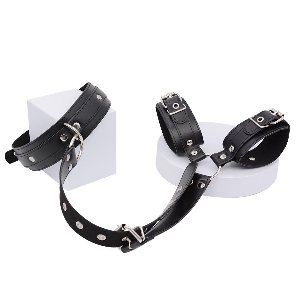 Female Leather Handcuff Neck Collar Wrist Strap Fetish Bondage Erotic Sex Toys Bdsm Restraint Sex Products for Couple Sex Game