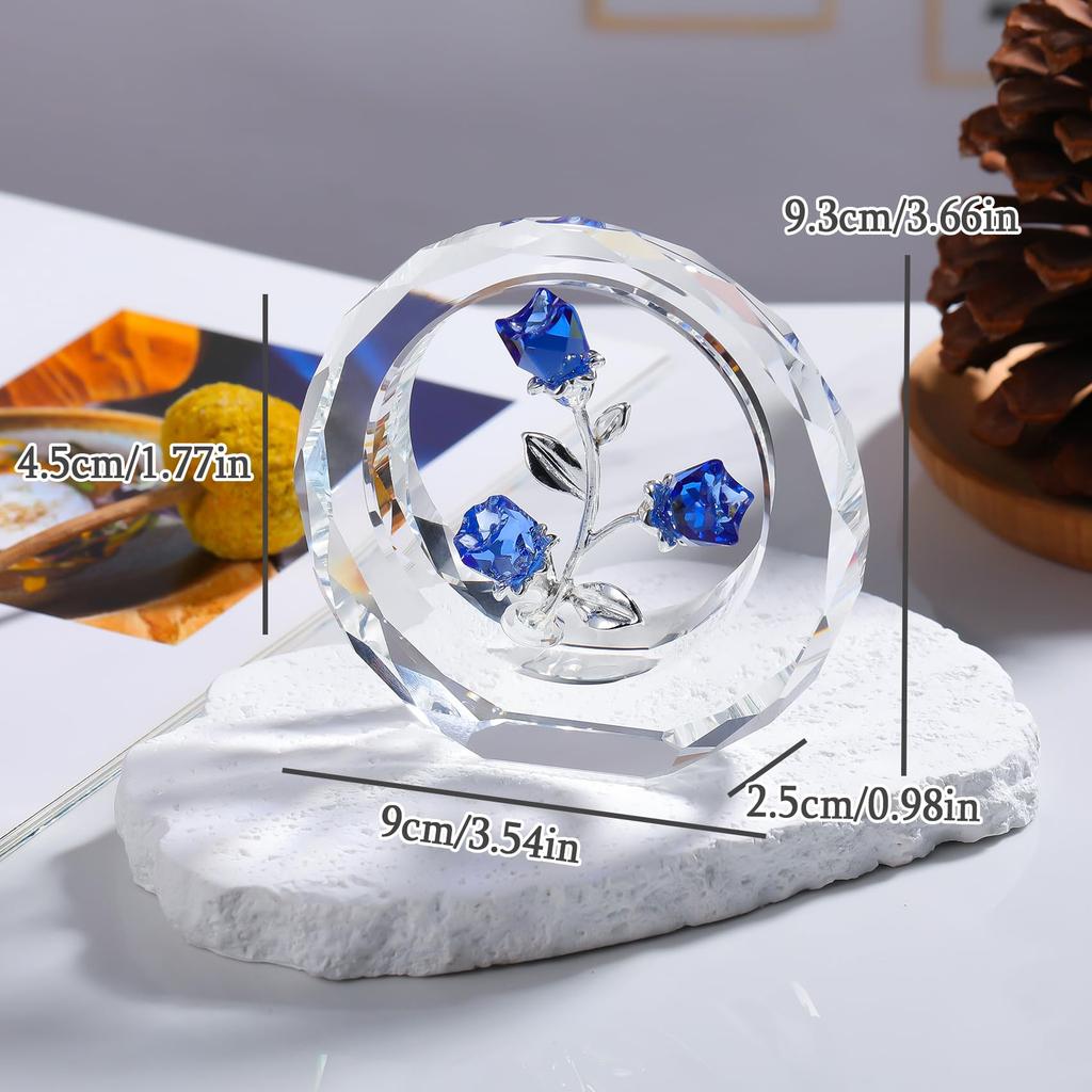 Crystal Blue Rose Birthday Gift for Popular K9 Crystal Rose Bouquet of Rose Wedding Anniversary Wedding Day Gift for Flower That Will Not Wither