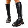 Fashion Large Size Women's Shoes 2025 Autumn Winter Elegant Temperament Height Increase Long Boots Lace Up Fashion Non Slip Knight Boots
