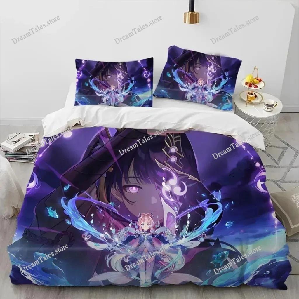 3D Print Genshin Impact Bedding Set Boys Girls Twin Queen King Size Duvet Cover Pillowcase Bed Boys Adult Home Textileextile