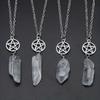 1pc Natural Crystal Stone Pentagram Zinc Alloy Necklace Witch Pendant Necklace Women Jewelry