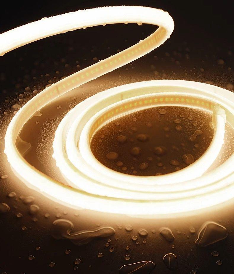 Süper Parlak 220V Silikon COB Su Geçirmez LED Şerit Işık - Karanlık Alan Yok, İç/Dış Mekan Kullanımı