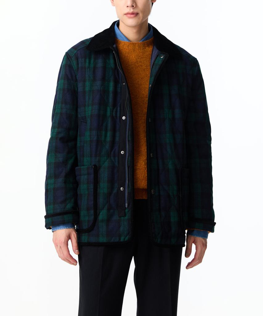 Man On The Boon Corduroy Patch Check Padded Jacket_Green 4714309012
