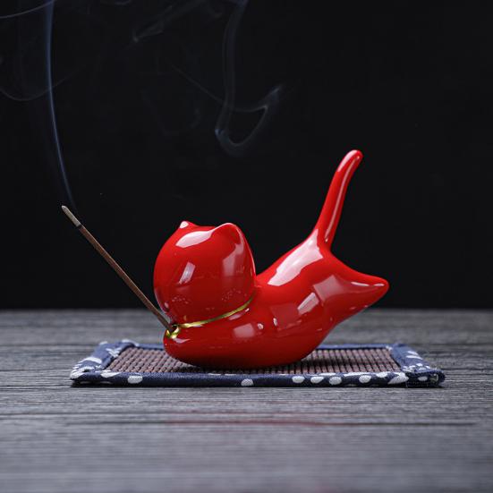 Incense Stick Holder Adorable Cartoon Multifunctional Cat Shape Ceramic Incense Holder for Home
