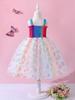 Girls' Spaghetti Strap Rainbow Butterfly Summer Dress