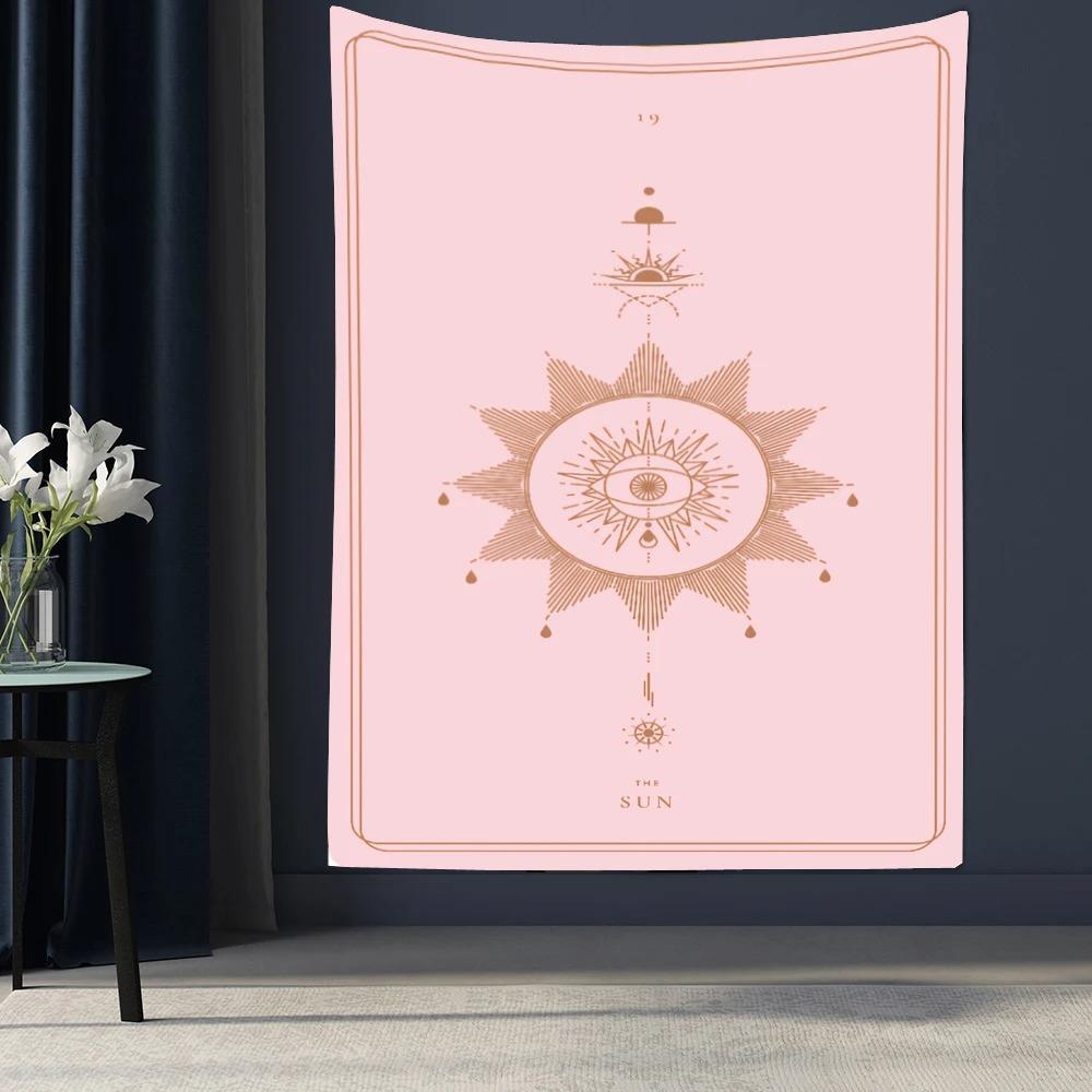 Pink Cartoon Divination Printed Tapestry Office Living Room Tapestry Home Wall Decoration Tapestry