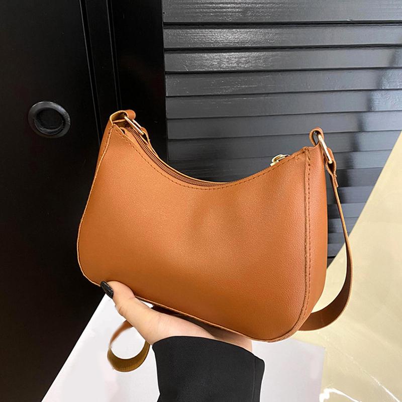 Retro Solid Color PU Leather Shoulder Underarm Bag Women's Fashi Handbags Hobos Purses and Handbag Ladies Crossbody Bags