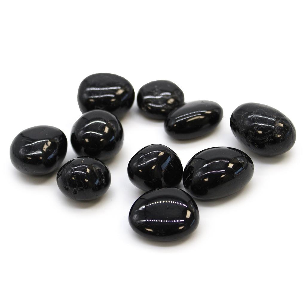 Black Tourmaline Tumbled Stones Set 24 Pieces