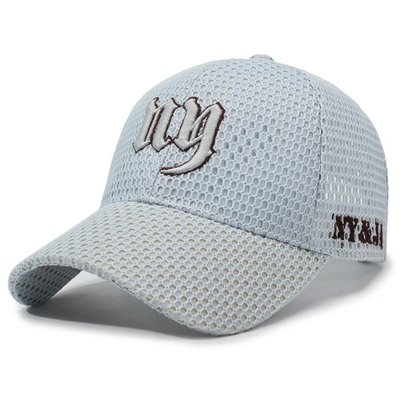 Sommerliche Baseballkappe aus Mesh mit gestickten Buchstaben und verstellbarer Passform für lässige Streetwear