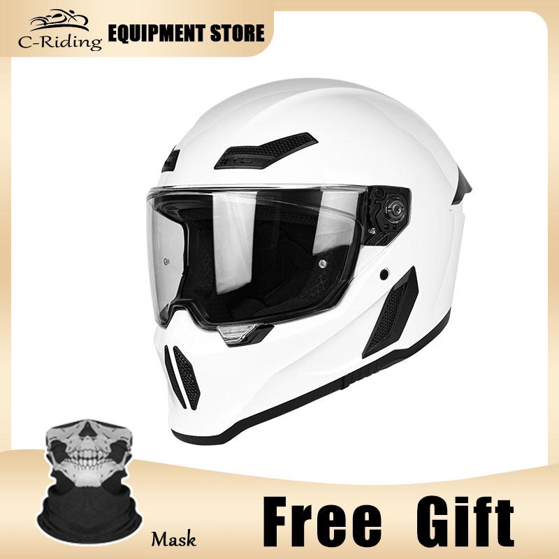 C-Riding Winter Warm Cruising Professional Women and Men Safety Hats Retro Cruising Full Helmet DOT Certified Summer
