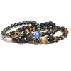 Men's Frosted Tiger Eye Stone Crown Bracelet – Fashionable European & American Beaded Jewelry