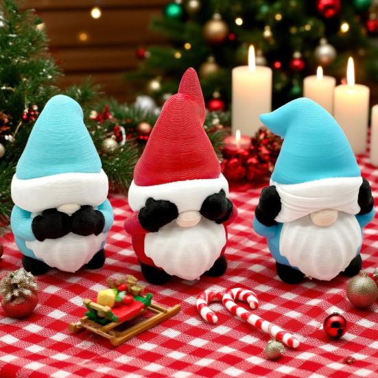 1/3Pcs 3D Printed Christmas Gnome Ornament No See Hear Speak Mini Faceless Dwarf Figurine Statue Sculpture Home Office Desktop Decoration