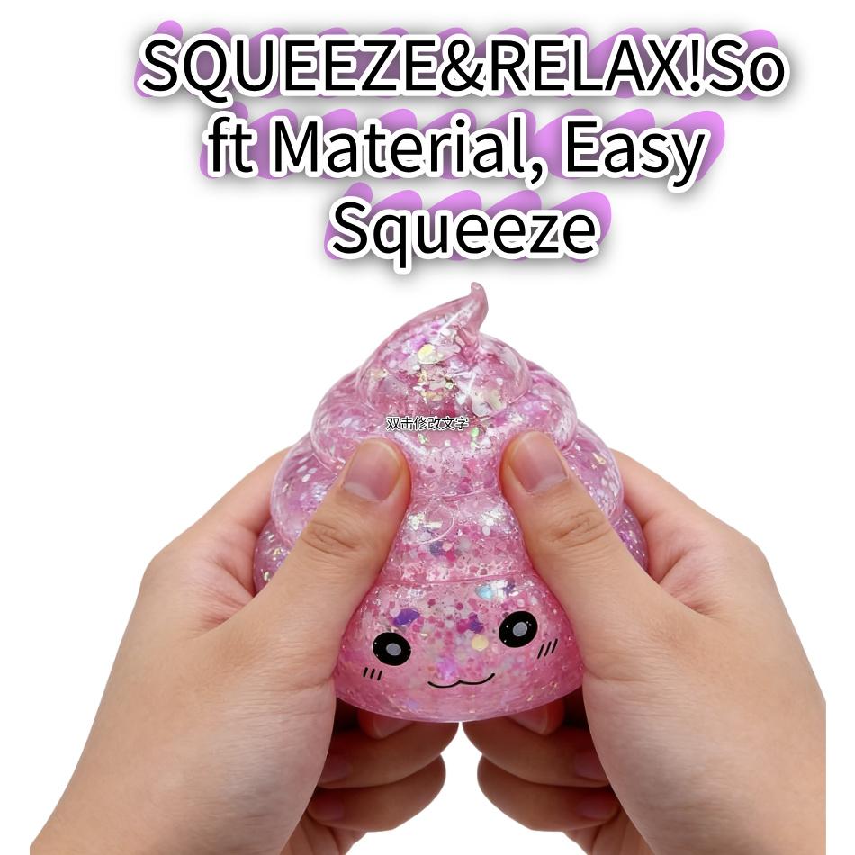 Novelty Squishy Poo Stress Ball Squishies Toys Glitter Funny Stretch Squeeze Fidget Toys For Kids Adults Fool'S Day Prank Gift