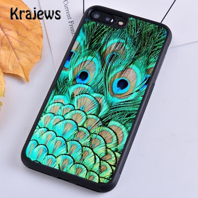 Krajews Turquoise Stone Flora Peacock Feather Phone Case For iPhone 17 Air 16 15 14 plus 11 12 13 pro max coque Fundas