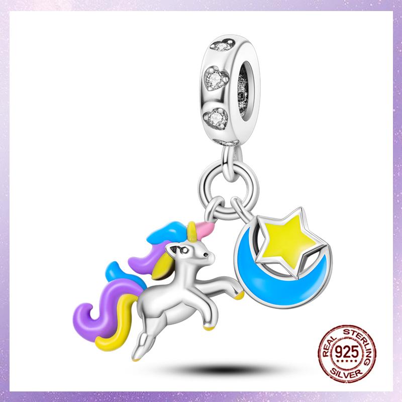 Purple Charms Copper Fit Original Pendant Bracelet Butterfly Glass Heart Feather Clip Charm Dangle Luminous Bead Diy Jewelry