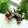 Whimsical Balcony Decorations Wine Drinking Turtle Figurine, Planter Hanger Statue, Plant Waterproof Outdoor Ornaments Pot Resin Ornament for