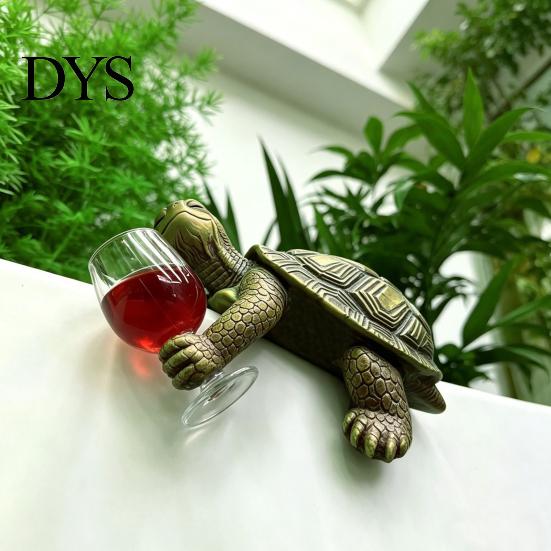 Whimsical Balcony Decorations Wine Drinking Turtle Figurine, Planter Hanger Statue, Plant Waterproof Outdoor Ornaments Pot Resin Ornament for