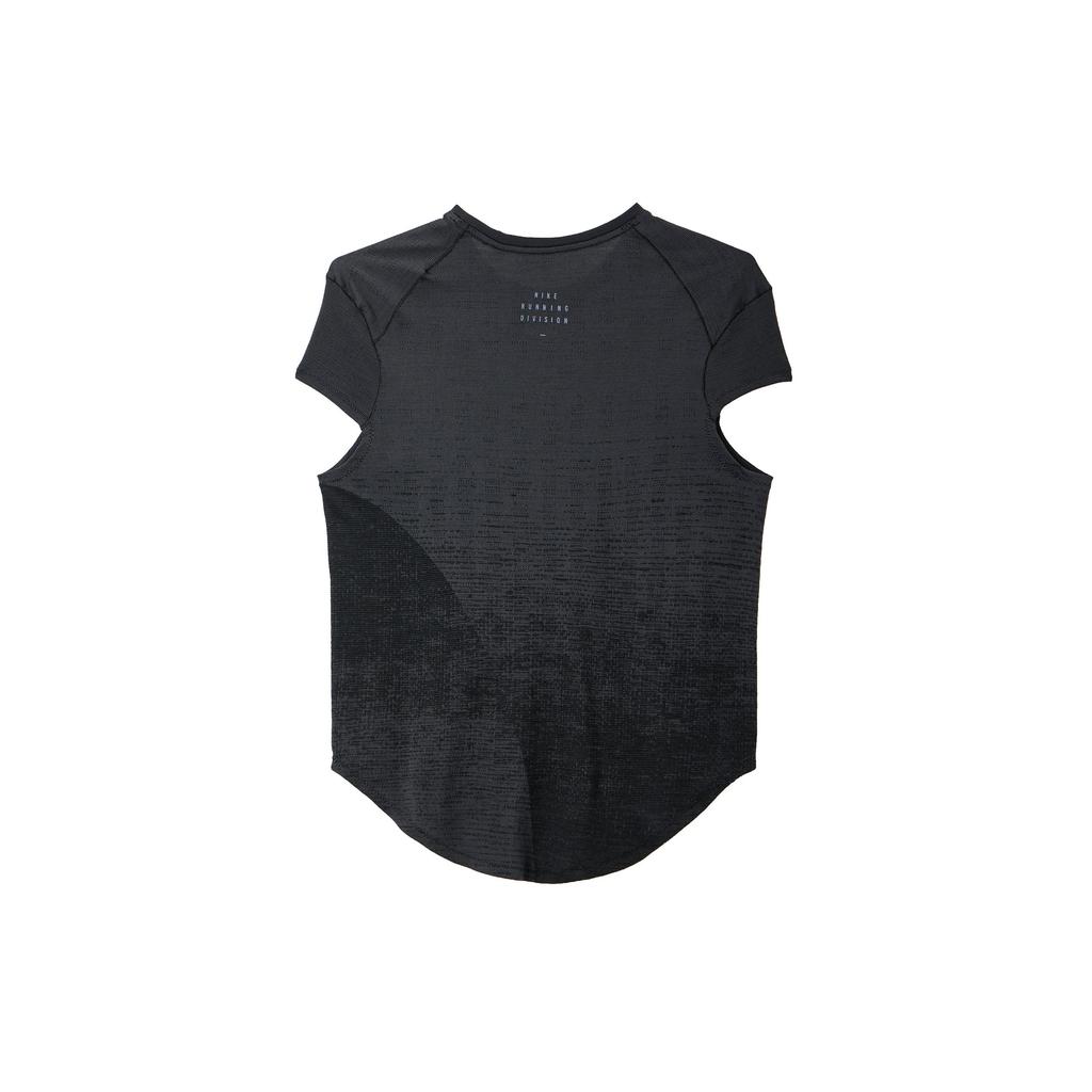 Nike Camiseta de Manga Corta con Cuello Redondo Sólida Dri-Fit Run Division para Mujer Tops Negro DX0200-015