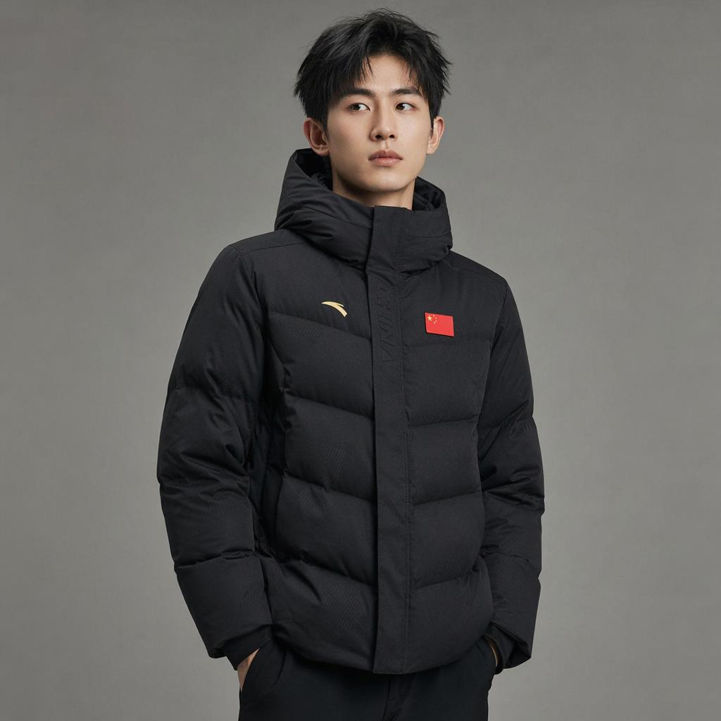 Anta Simple Fashion Casual Versatile Hooded Zipper Short Down Jacket Men Outerwear 452540108-2