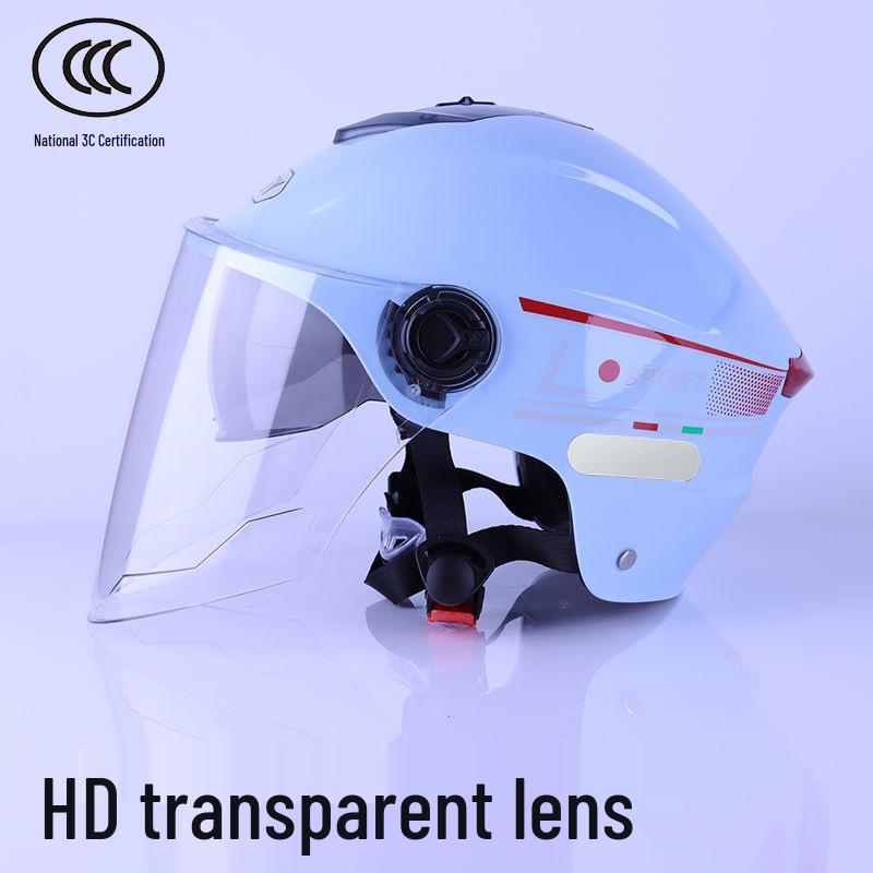 Dual Lens Electric Motorcycle Helmet, Four Seasons Universal, Class A Certified for Men and Women.