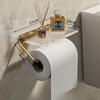 Luxury Gold Toilet Paper Holder with Shelf No Punching Acrylic Tissue Roll Hanger Bathroom Storage Organizer Accessories