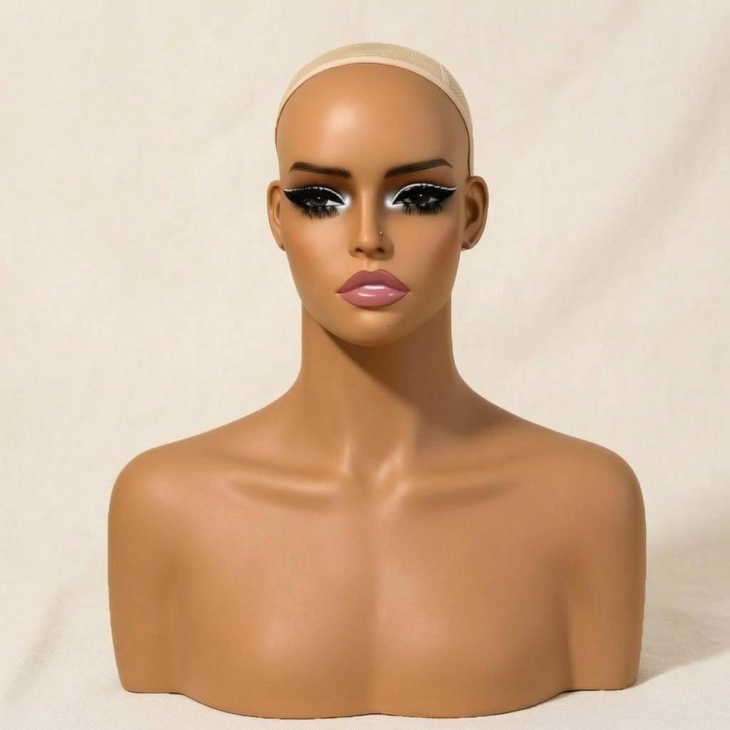 Mannequin Head with Shoulders Toned Hairpiece display Bust Smooth