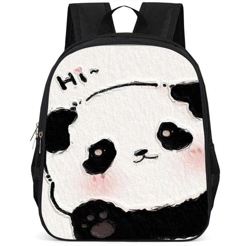 Spacious 15 Inch Panda Backpack For Elementary Kids Lightweight Oxford Cloth