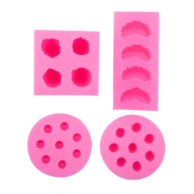 Silicone Mold for DIY Fruit Cake Decoration: Strawberry, Blueberry, Raspberry, Orange.