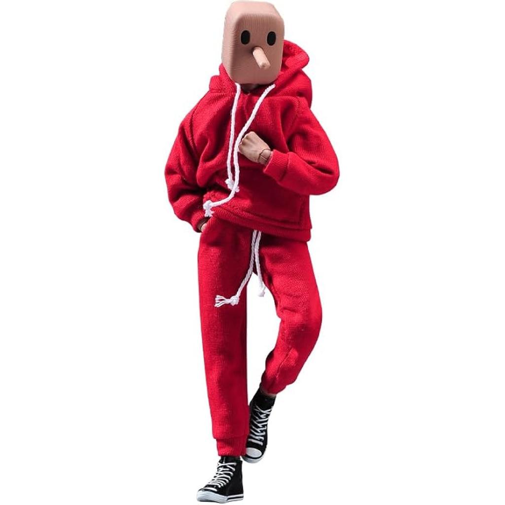 1/12 Scale Male Clothes,Men's Hoodie Pants Trousers Clothing for 6inch Male Action Figure Body Doll (Black Color)