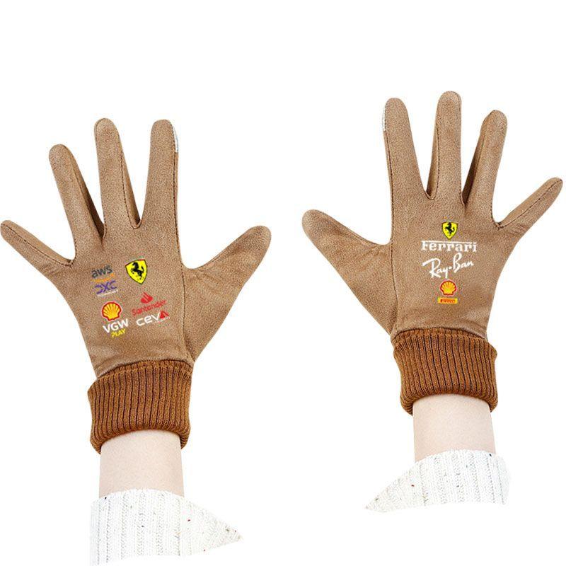 Unisex Car Logo Touch Screen Gloves Cycling Warm Gloves For Ferrari F430 Stradale Roma 488 Spider SF90 Portofino F8 Superfast HS4