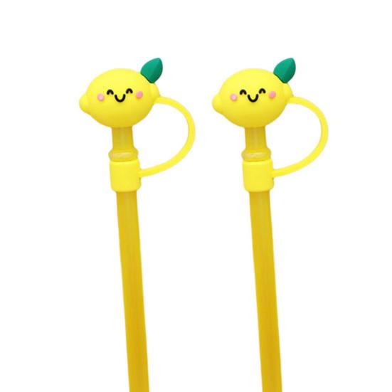 2 Stück Strohhalmstopfen, wiederverwendbar, geruchsfrei, schön weich, rutschfest, staubdicht, Strohhalmdeckel aus Silikon im Cartoon-Design, für den täglichen Gebrauch