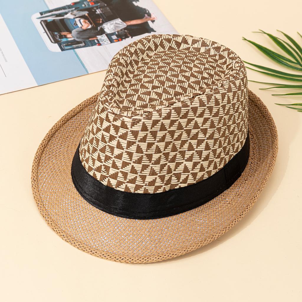 Men's Top Hat Fashion Korean Sun Hat Summer Thin Hat Men's Summer Sunshade Hat Outdoor Sunscreen Jazz Hat Straw Hat